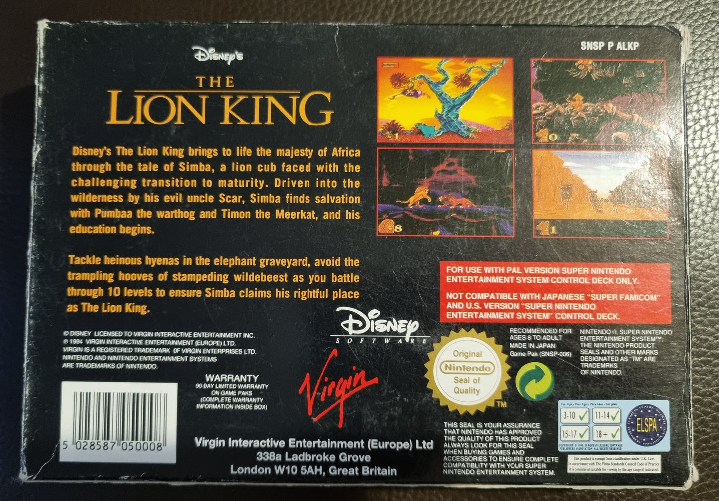 SNES The Lion King Boxed with Manual