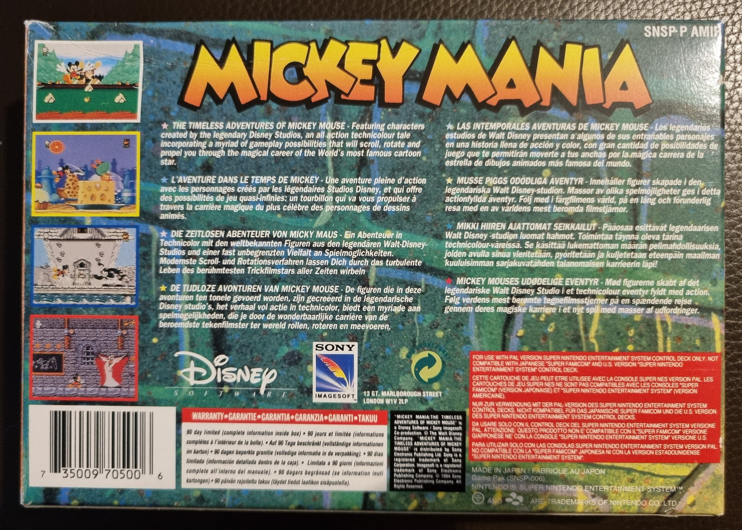SNES Mickey Mania boxed with manual