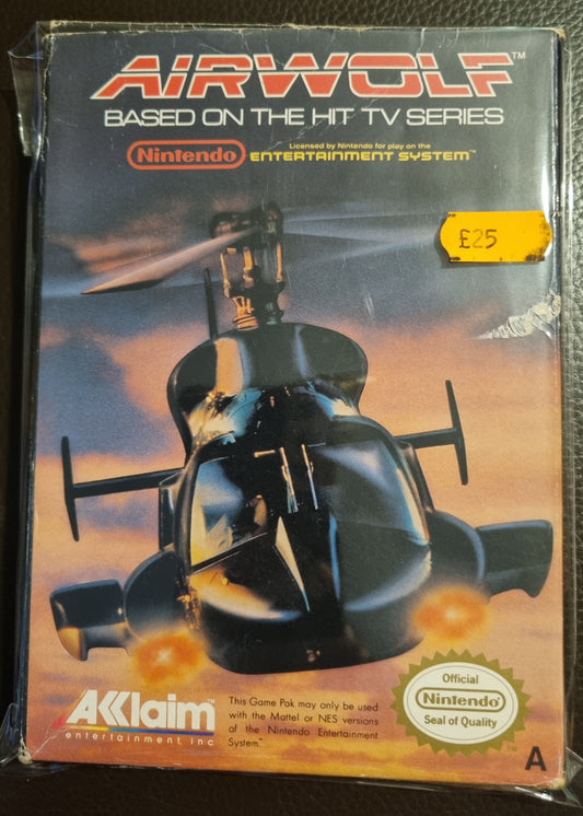 NES Airwolf boxed with manual (no poly block)