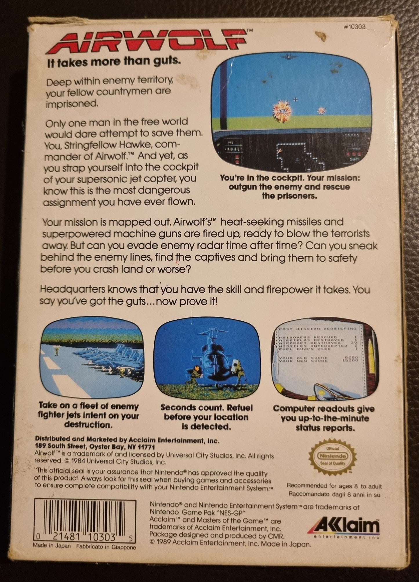 NES Airwolf boxed with manual (no poly block)