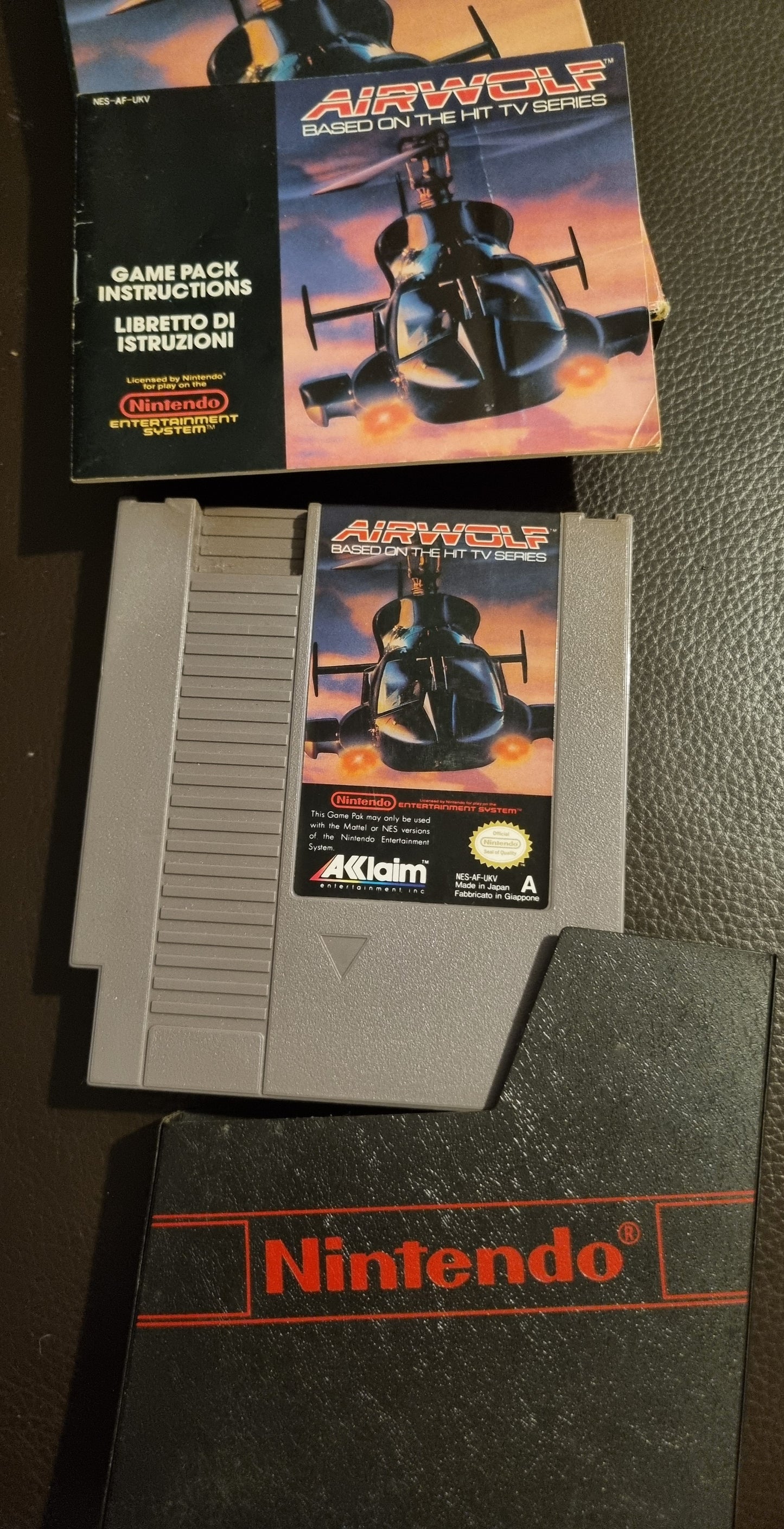 NES Airwolf boxed with manual (no poly block)
