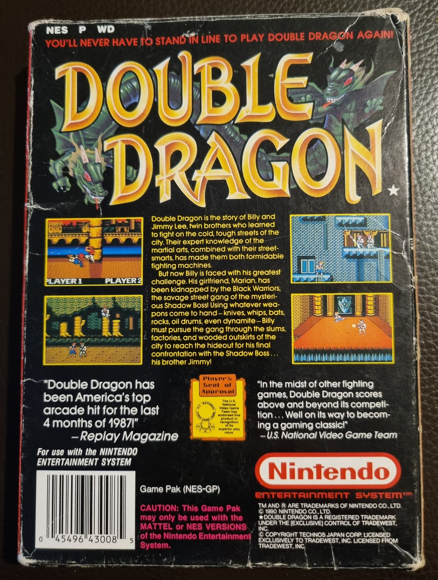 NES Double Dragon boxed with manual (no poly block)