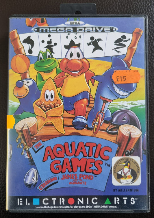 Sega Mega Drive Aquatic Games boxed with manual