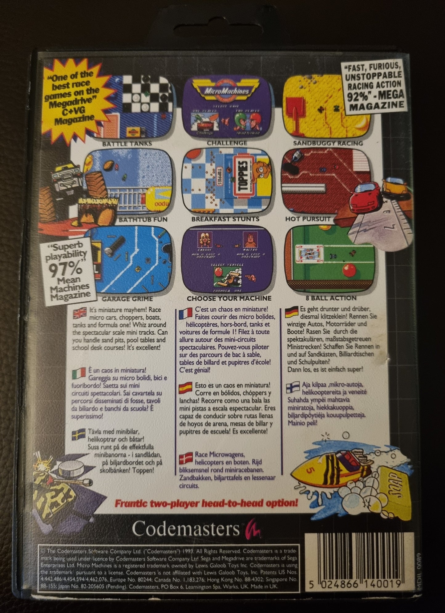 Sega Mega Drive Micro Machines boxed with manual