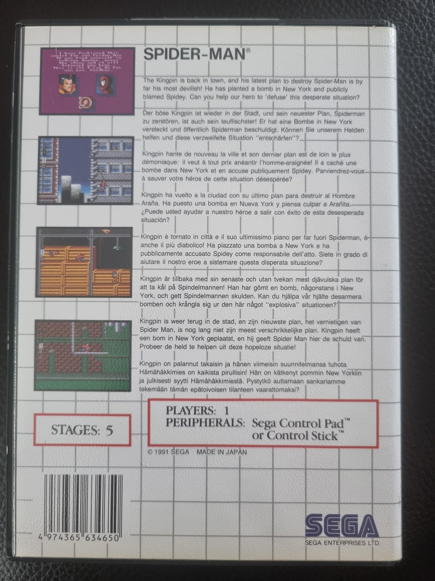 Sega Master System Spiderman boxed with manual