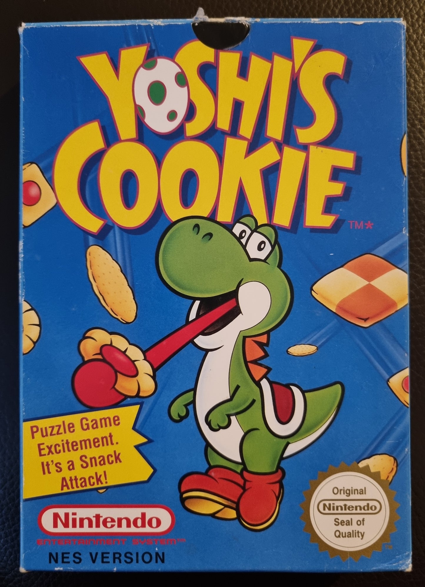 NES Yoshi's Cookie boxed with manual