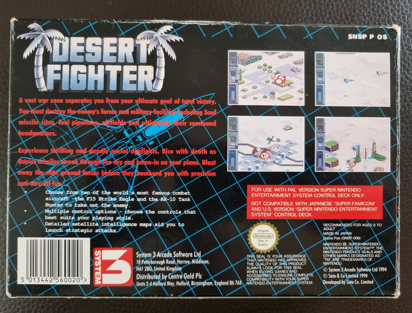 SNES Desert Fighter boxed with manual