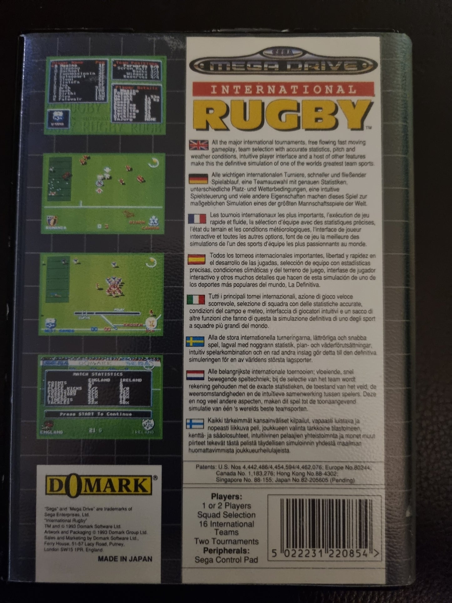 Sega Mega Drive International Rugby boxed with manual