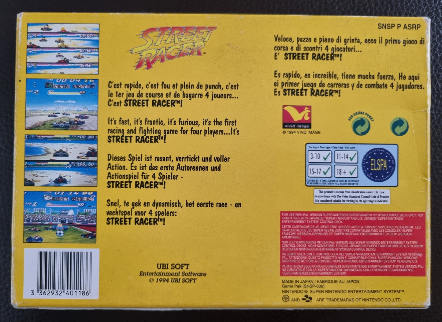 SNES Street Racer boxed with manual