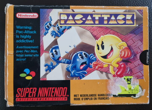 SNES Pac-Attack boxed with manual
