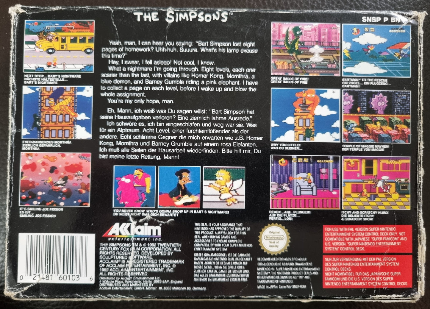 SNES The Simpsons Bart's Nightmare boxed with manual