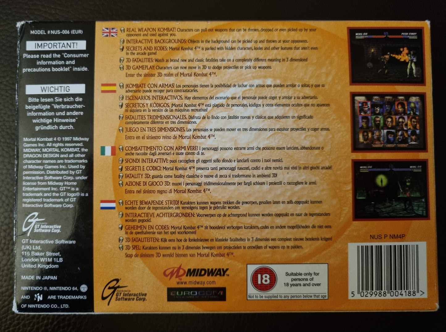 N64 Mortal Kombat 4 boxed with manual